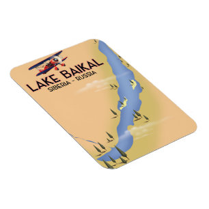 Reise-Plakat Karte des Baikalsees Sibirien Magnet