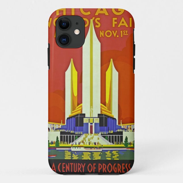 Reise-Plakat-Kunst der Chicago-Weltmesse-1933 Case-Mate iPhone Hülle (Rückseite)