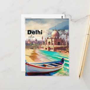 Reise-Postkarte Delhi Indien, Delhi-Postkarte, Ind Postkarte