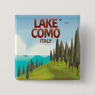 Reise-Postkarte für den Comer See Italien. Button