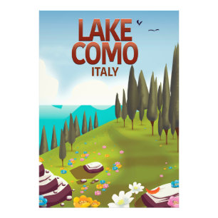 Reise-Postkarte für den Comer See Italien. Fotodruck