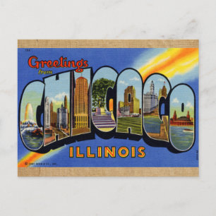 Reise-Postkarte im Chicago-Vintage-Stil Große Stad Postkarte