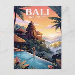 Reise-Postkarte im Vintage-Stil Bali Indonesien Postkarte