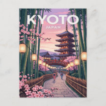 Reise-Postkarte im Vintage-Stil | Kyoto Japan