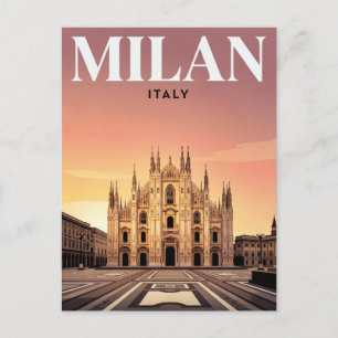 Reise-Postkarte im Vintage-Stil Mailand, Italien Postkarte