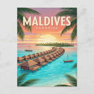 Reise-Postkarte im Vintage-Stil | Malediven Postkarte