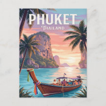 Reise-Postkarte im Vintage-Stil | Phuket Thailand