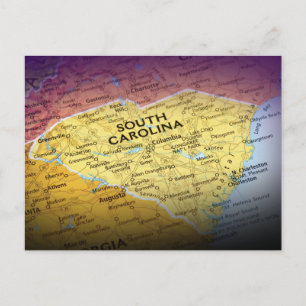 Reise-Postkarte Karte von South Carolina