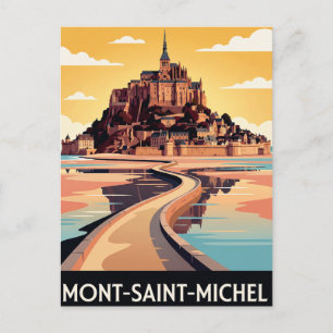 Reise-Postkarte Mont-Saint-Michel im Vintage-Stil Postkarte