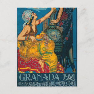 Reise-Postkarte zum Vintage-Granada-Festival 1921 Postkarte