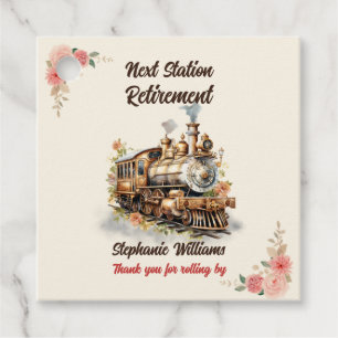 Reise-Rentnerinnen-Party im Stil eines Vintage-Zug Geschenkanhänger