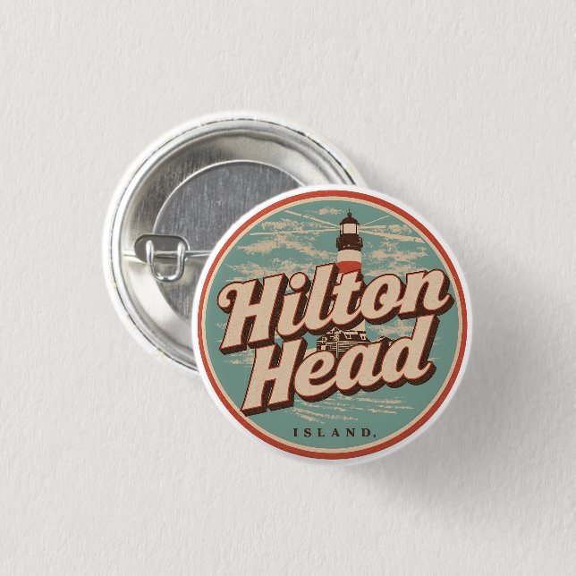 Reise-Retroschmuck Geschenke vom Hilton Head Islan Button (Vorne & Hinten)