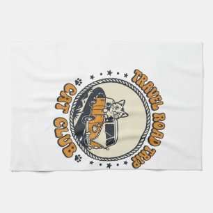 Reise Roadtrip Katze Haustierliebhaber Shirt Kunst Geschirrtuch