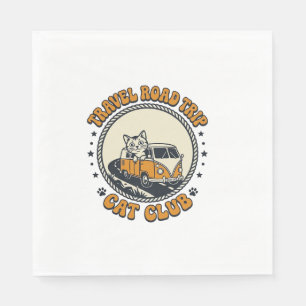 Reise Roadtrip Katze Haustierliebhaber Shirt Kunst Serviette