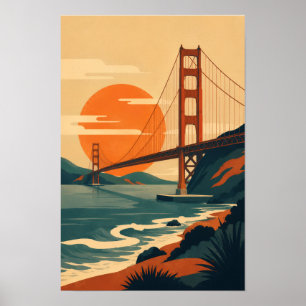 Reise San Francisco im Vintage-Stil Golden Gate Poster