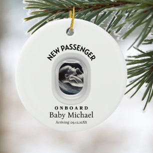 Reise-Schwangerschaftsankündigung Passagier an Bor Keramik Ornament