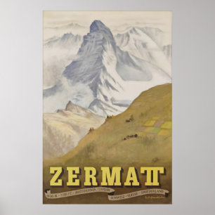 Reise Schweiz Zermatt Matterhorn Vintage Poster