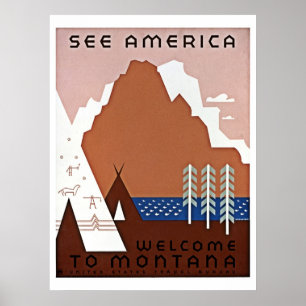 Reise sehen Sie Amerikas, Montana WPA Poster