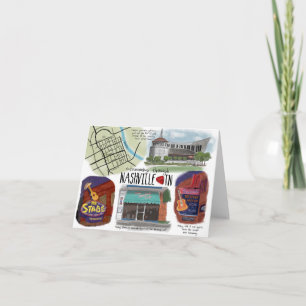 Reise-Skizze Notecard, das durch Nashville Karte