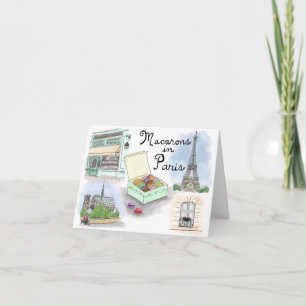 Reise-Skizze Notecard: Macarons in Paris Karte