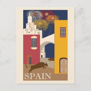 Reise Spanien Stierlauf Vintage Postkarte