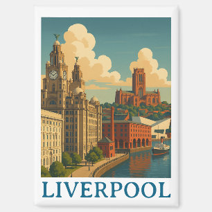 Reise-Stadtansicht von Liverpool England im Vintag Magnet