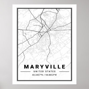 Reise-Stadtplan Maryville Tennessee USA Poster
