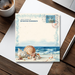 Reise-Stempel im Vintage-Stil vom Strand Notizblock