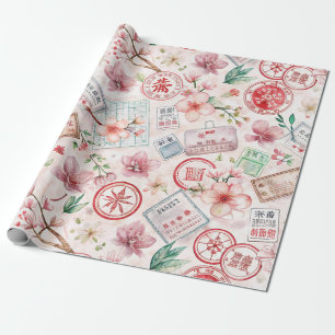Reise-Stempel-Muster im Vintage-Stil (1) Geschenkpapier