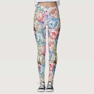 Reise-Stempel-Muster im Vintage-Stil (2) Leggings