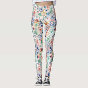 Reise-Stempel-Muster im Vintage-Stil (3) Leggings