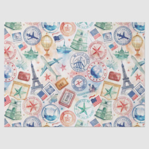Reise-Stempel-Muster im Vintage-Stil (3) Seidenpapier
