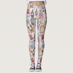 Reise-Stempel-Muster im Vintage-Stil (5) Leggings