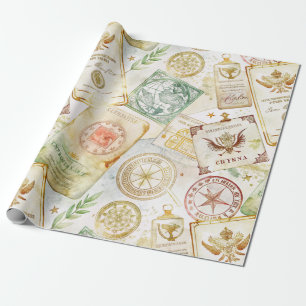 Reise-Stempel-Muster im Vintage-Stil (7) Geschenkpapier
