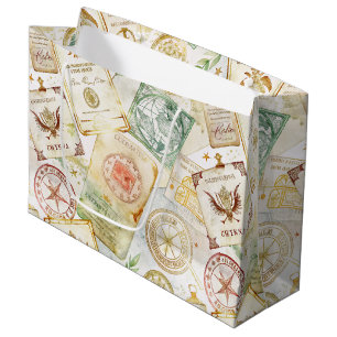 Reise-Stempel-Muster im Vintage-Stil (7) Große Geschenktüte