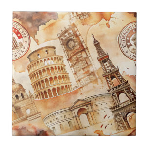 Reise-Stempel-Muster im Vintage-Stil (9) Fliese