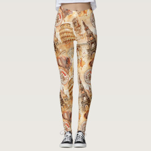 Reise-Stempel-Muster im Vintage-Stil (9) Leggings