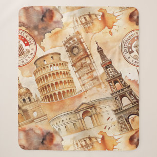 Reise-Stempel-Muster im Vintage-Stil (9) Sherpadecke