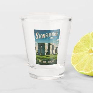Reise Stonehenge England Retro Grafik Vintage Schnapsglas