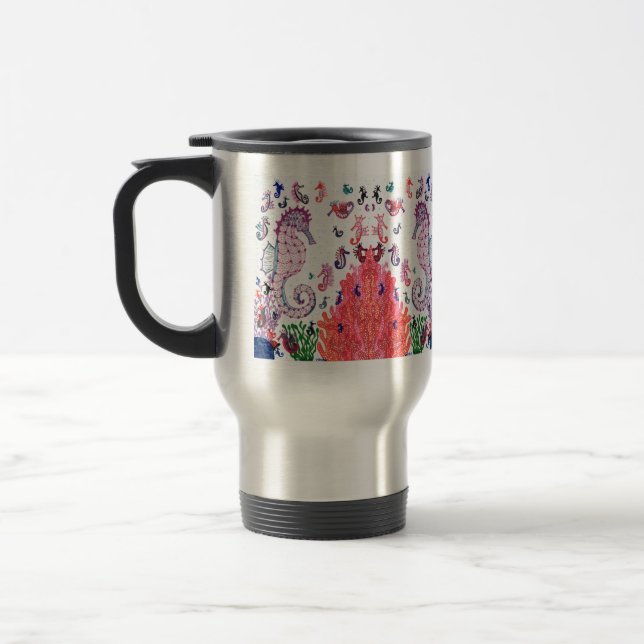 Reise-Tasse. Design Seepferdchen  Reisebecher (Links)