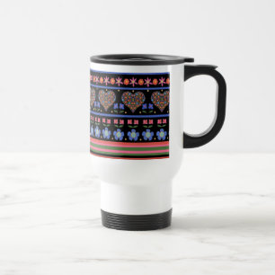 Reise-Tasse im Volkskunststil mit Rand, schwarz, n Reisebecher