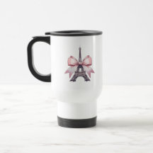 Reise-Tasse Paris Eiffelturm mit rosa Schleife