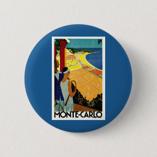 Reise, Tennis, Sport, Monte Carlo Monaco im Vintag Button