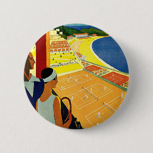 Reise, Tennis, Sport, Monte Carlo Monaco im Vintag Button