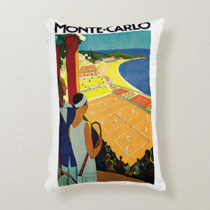 Reise, Tennis, Sport, Monte Carlo Monaco im Vintag Dekokissen