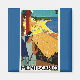 Reise, Tennis, Sport, Monte Carlo Monaco im Vintag Magnet