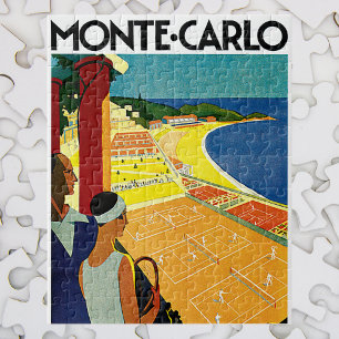 Reise, Tennis, Sport, Monte Carlo Monaco im Vintag Puzzle