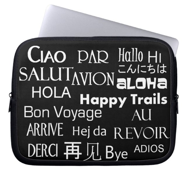 Reise-Texte Laptopschutzhülle (Vorderseite)