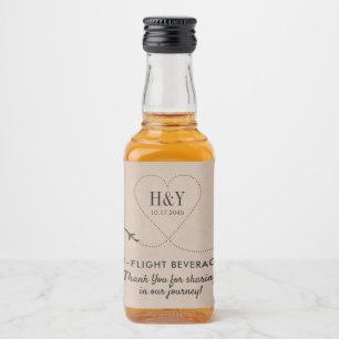 Reise Thema Leckerei Snack Goody Flugzeug Herz Alkoholflaschenetikett