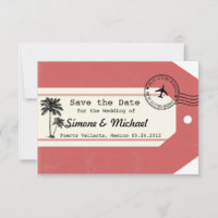 Reise-Thema Palme Kofferanhänger Save the Date